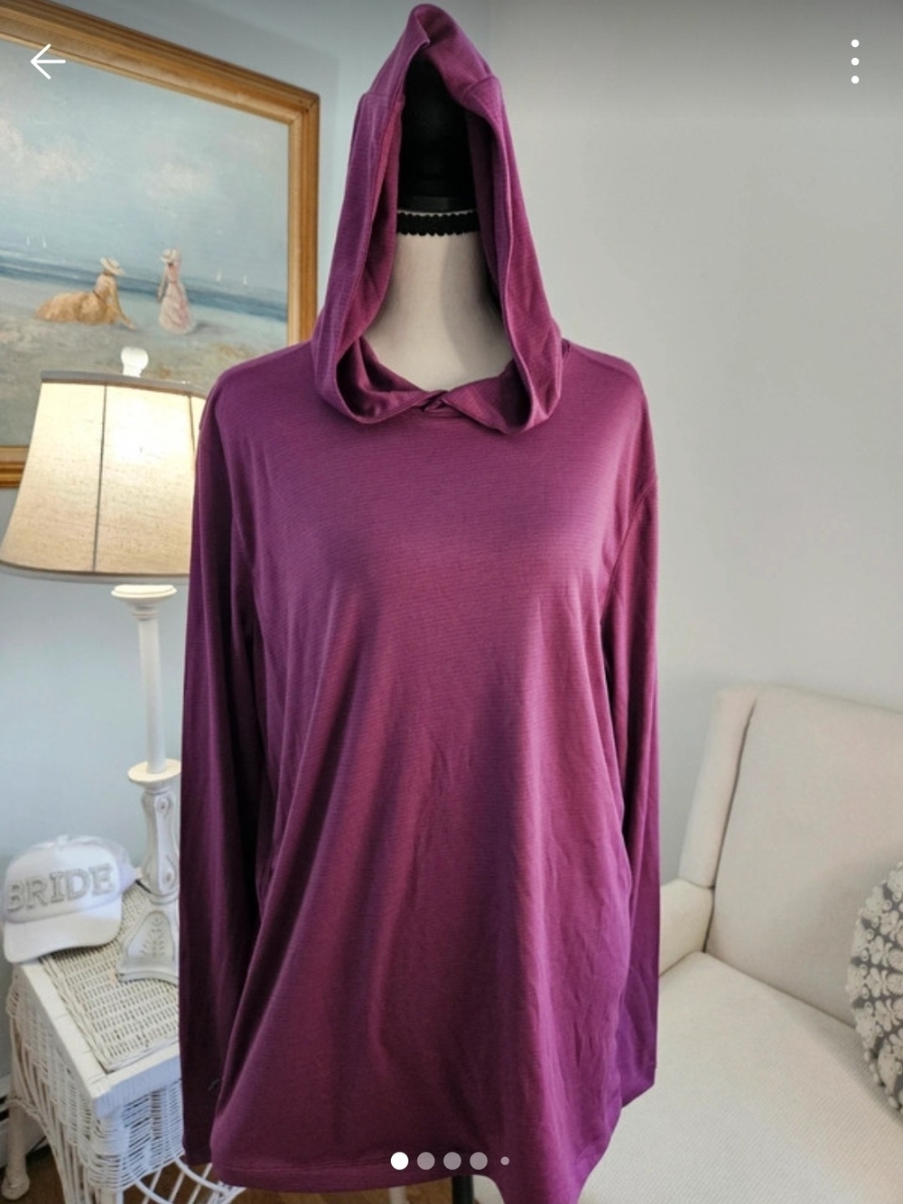 Jockey Hooded Long-Sleeve Top in Plum
